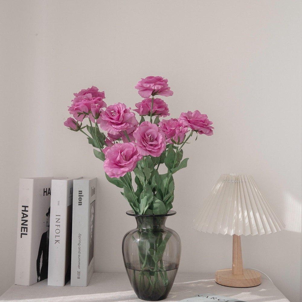 4 Head Lisianthus Artificial Flower Wholesale Manufacturer, Exotic Home Decoration, Wedding Handheld Flowers, Fake Flowers DY-397