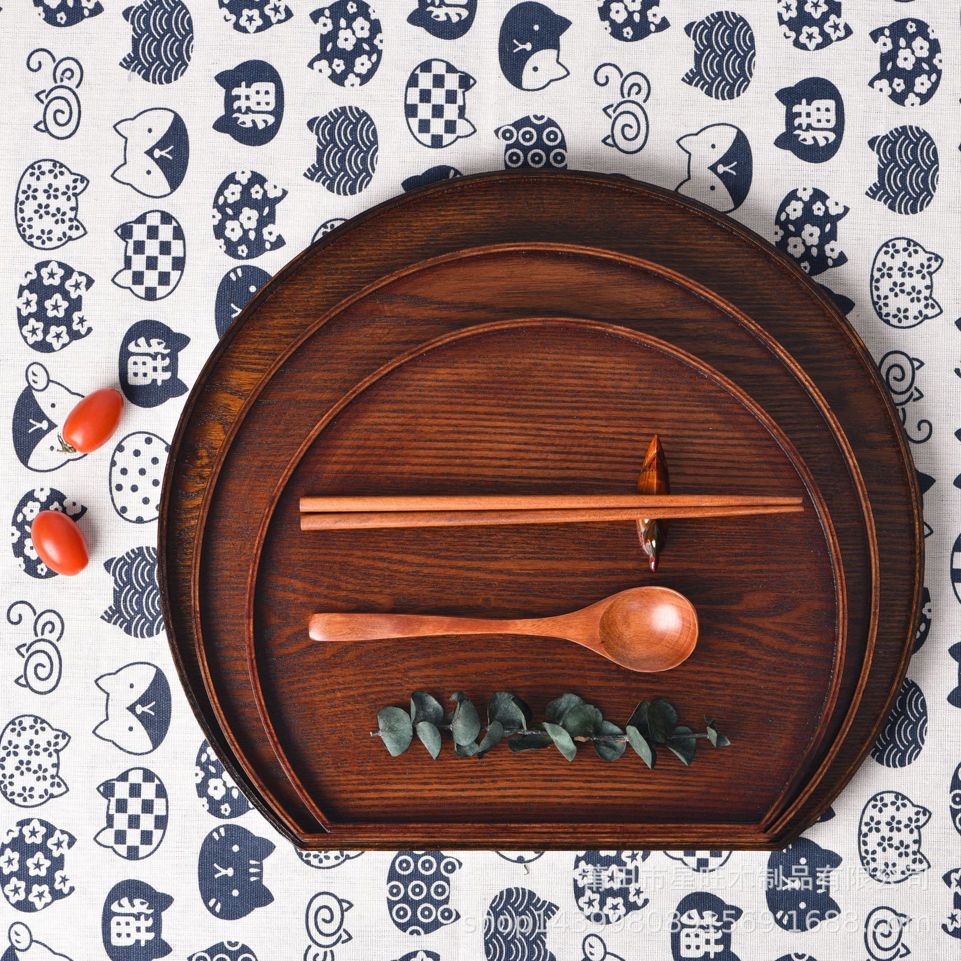 Retro wood tray household tea tray disk cafe cafe snack disk tea…