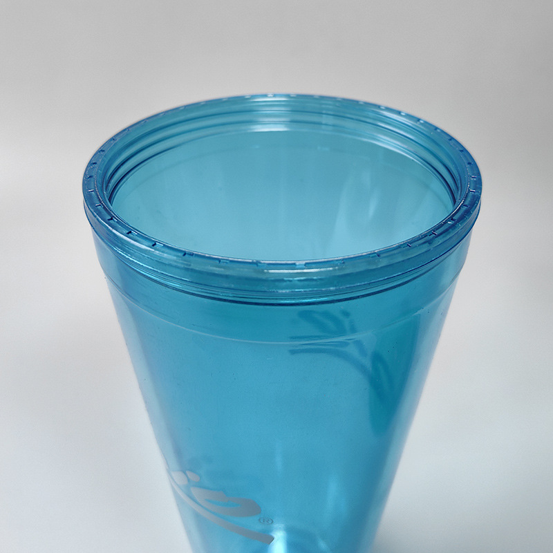 Taza de paja de plástico de doble capa transfronteriza de 24oz tarjeta de inserción de brillo Taza de bebida de 32oz Taza recta de gran capacidad con logotipo