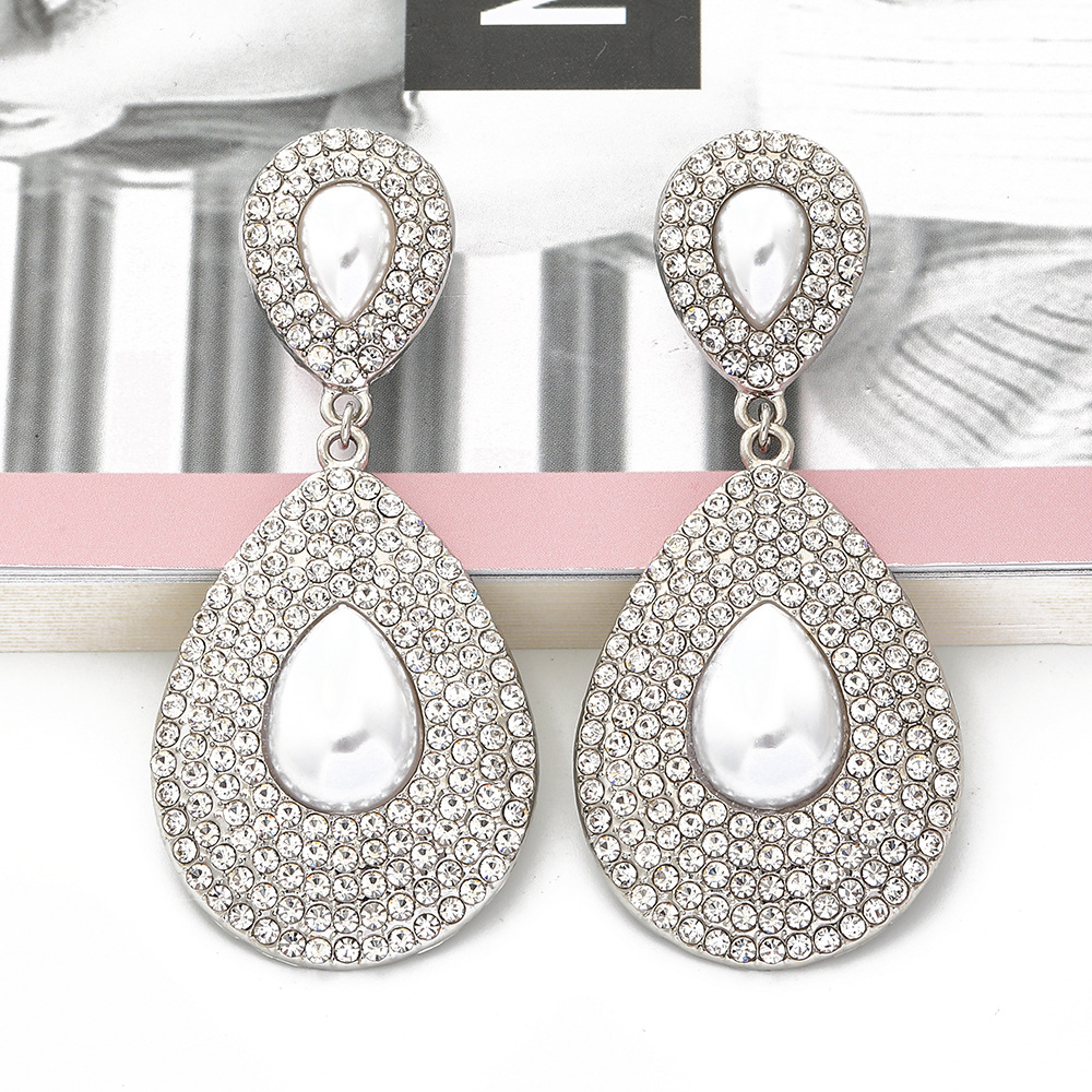 fashion geometric dropshaped alloy full diamond earringspicture11