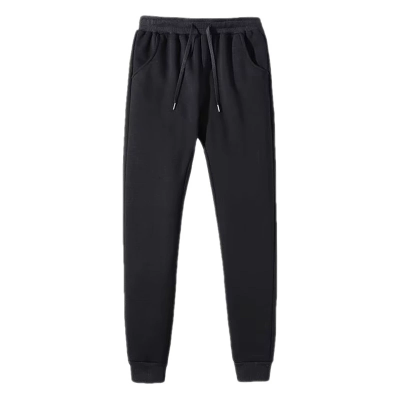 Плюшевые толстые черные брюки из кашемира для ног Мужские осенние и зимние мужские спортивные брюки теплые сплошные повседневные брюки