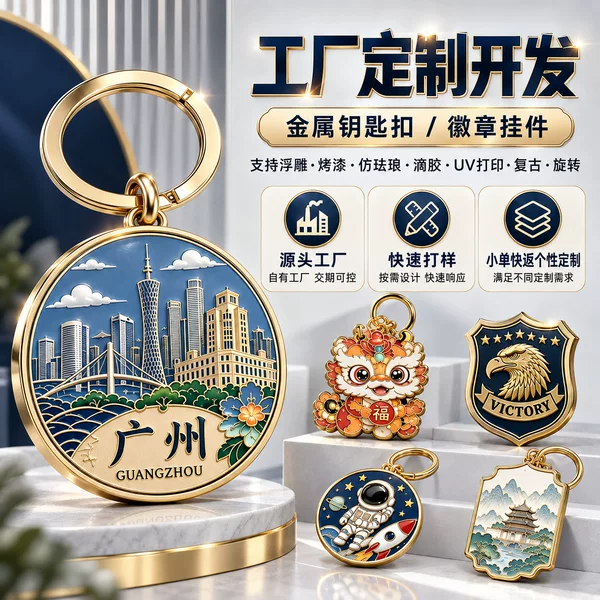 Customized Metal Keychains with Full Craftsmanship for Anime, Film, Sports, and Cultural Tourism Merchandise, One-Stop Customization