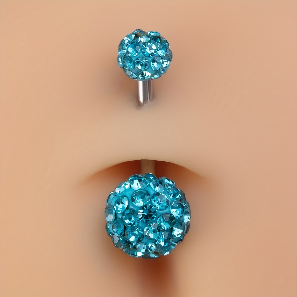 Rhinestone Belly Button Ring With Starburst Design In Steel_voghion.com