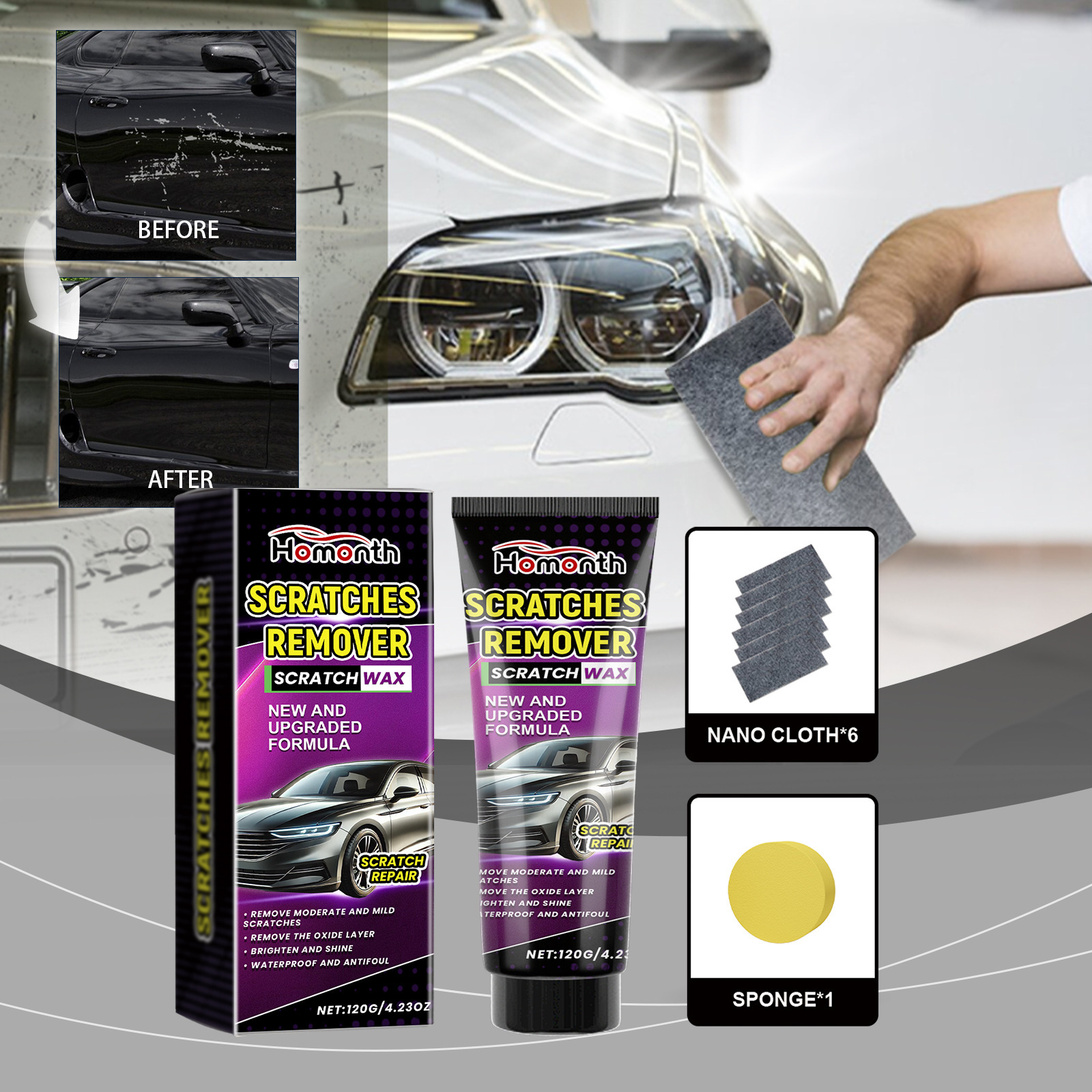 car scratch repair cream set car scratch remover car headlight paint surface care_voghion.com