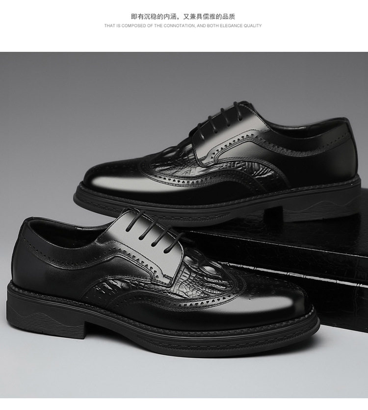 Giày da nam da bò thật kiểu Oxford Brogue Anh, đế thấp, dây buộc, dễ phối đồ công sở và đi tiệc cưới — Màu nâu, Màu đen, Màu đen lót nhung chi tiết 19