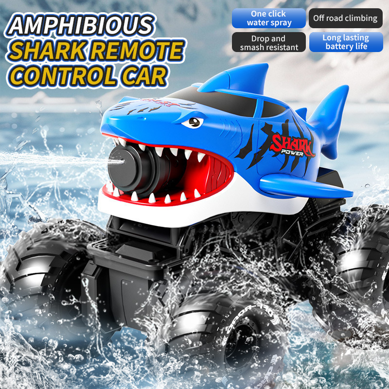 Cross-Border Shark Water-Jet Remote Control Amphibious Vehicle Children's Amphibious Four-Wheel Drive Climbing Off-Road Vehicle Electric Car Toy Cross-Border Shark Water-Jet Remote Control Amphibious Vehicle Children's Amphibious Four-Wheel Drive Climbing Off-Road Vehicle Electric Car Toy