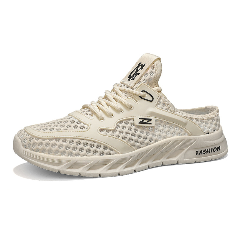 Zapatos de hombre, moda de verano, zapatos casuales, zapatos de malla huecos y transpirables, zapatos deportivos de color sólido para estudiantes coreanos, una pieza