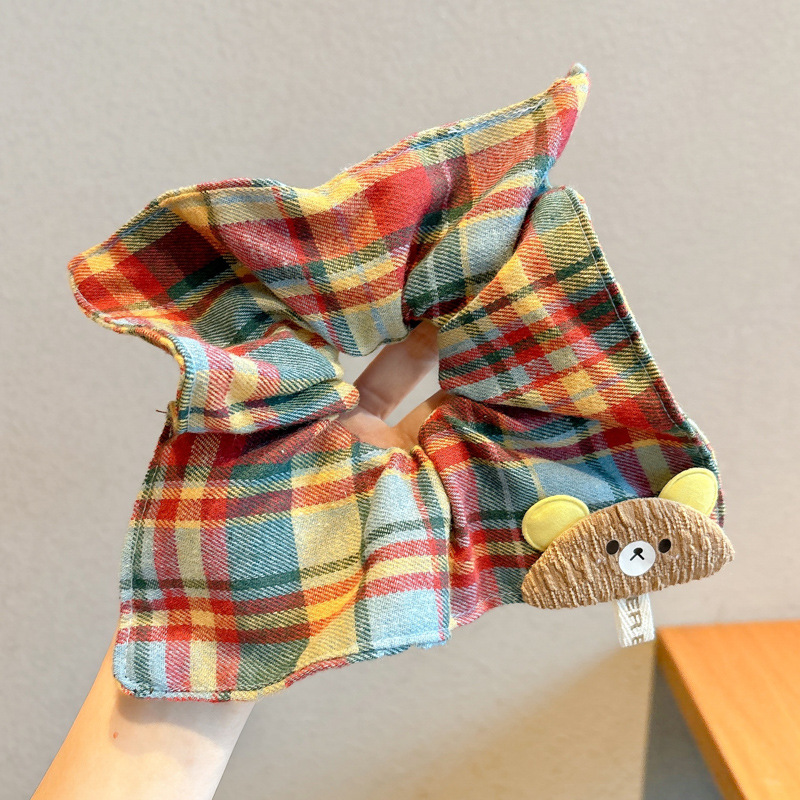 Accesorio para el cabello de estilo francés para mujer, pañuelo cuadrado simple, coletero de gran tamaño con ribete de encaje.