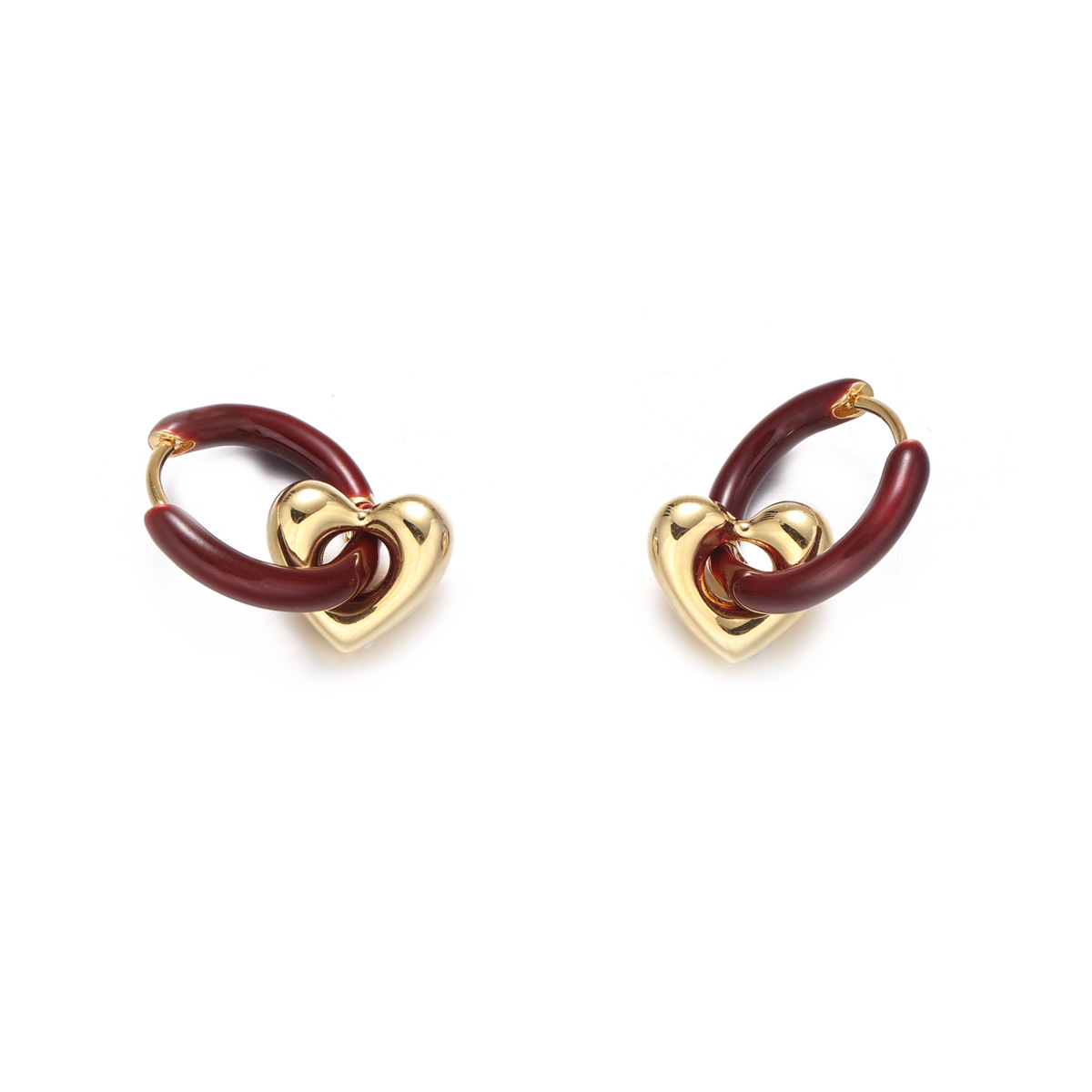Moda clásica amor pendientes retro alta sensación de goteo manual pendientes de aceite simple versátil otoño invierno pendientes