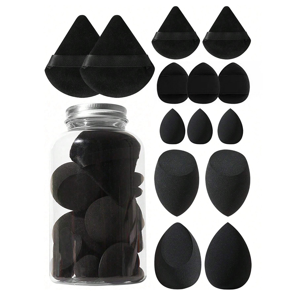 Combinación transfronteriza de huevos de belleza 14 piezas mini triángulo dedo polvo de aire cojín de maquillaje huevo esponja huevo de maquillaje huevo