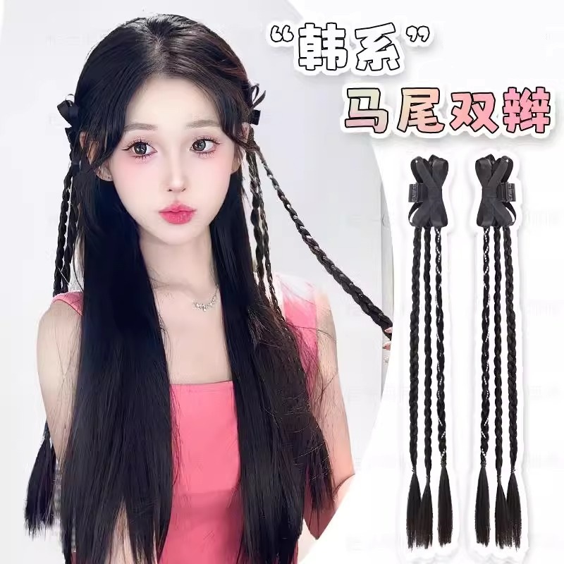 Connie Fake Hair Clips with Braid Ponytail for Cosplay and Costume