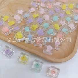 12mm亚克力透明方块珠中珠DIY手机链爆款发绳饰品配件散珠子批发