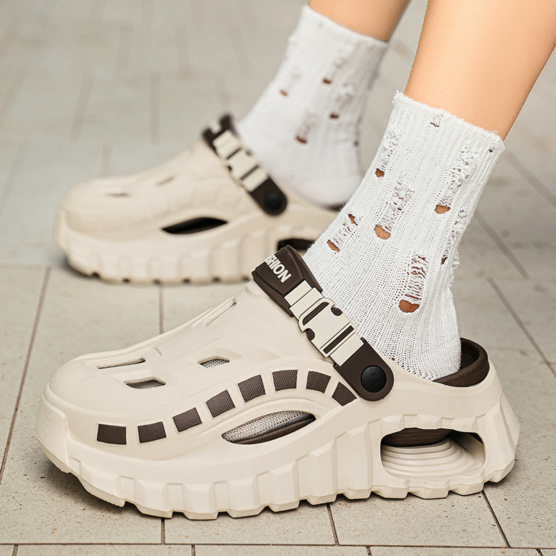 Men's Height-Increasing Slippers Outdoor Non-Slip Thick-Soled Clogs With Cushioning Top Quality Beach Closed-Toe_voghion.com