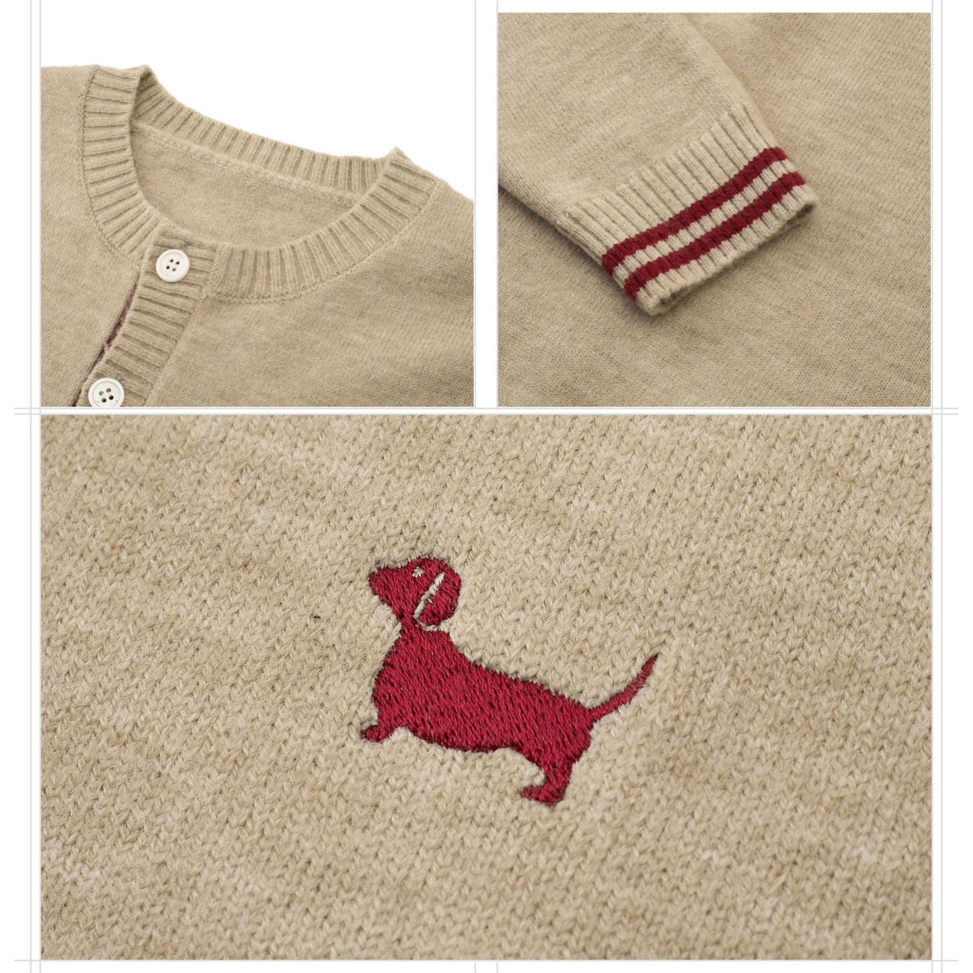 Explosiones transfronterizas de tamaño grande europeo falso dos piezas de jersey de cuello Henry suéter bordado cachorro viejo fábrica de viento de dinero al por mayor