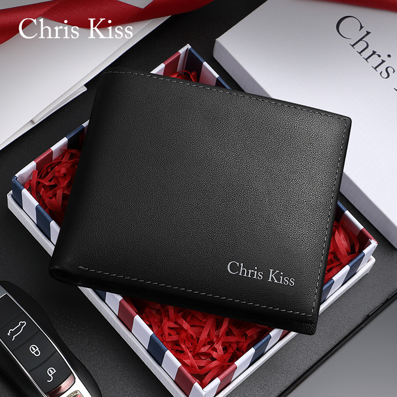 Chris Kiss男士钱包短款正品头层牛皮奢侈品牌真皮钱夹男横款批发