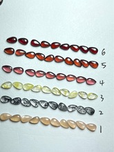 天然金发晶黑发晶橙月光红石榴平底素面3*5水滴梨形首饰 配石