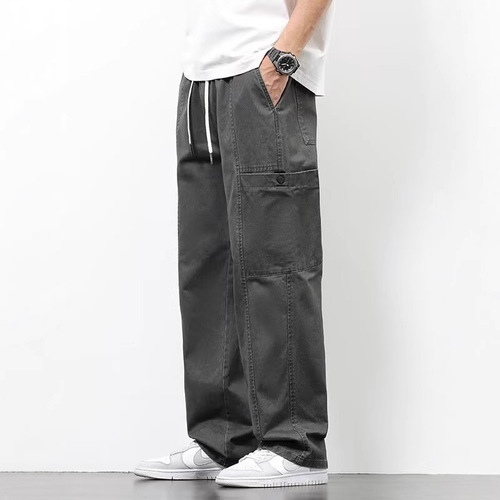 American Wide-Leg Work Pants Retro Casual Men Spring and Autumn Loose Streetwear Brand Street Wash Straight Leg Pants Long Pants