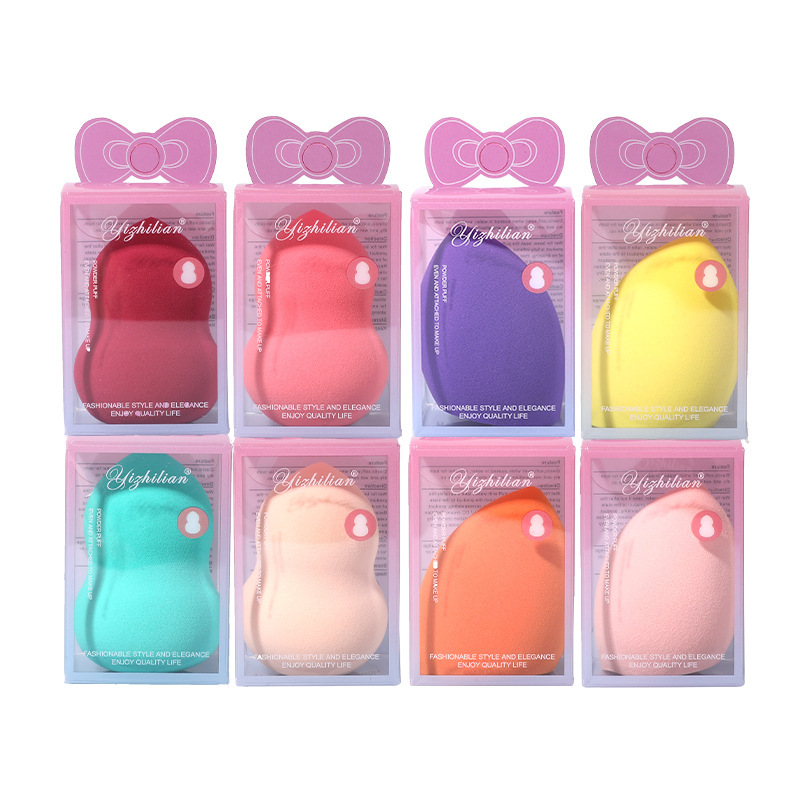 Esponja de Maquillaje de PVC en Caja de Regalo, Ultra Suave, No Absorbente, Corte Oblicuo en Forma de Gota de Agua, Disponible en Stock