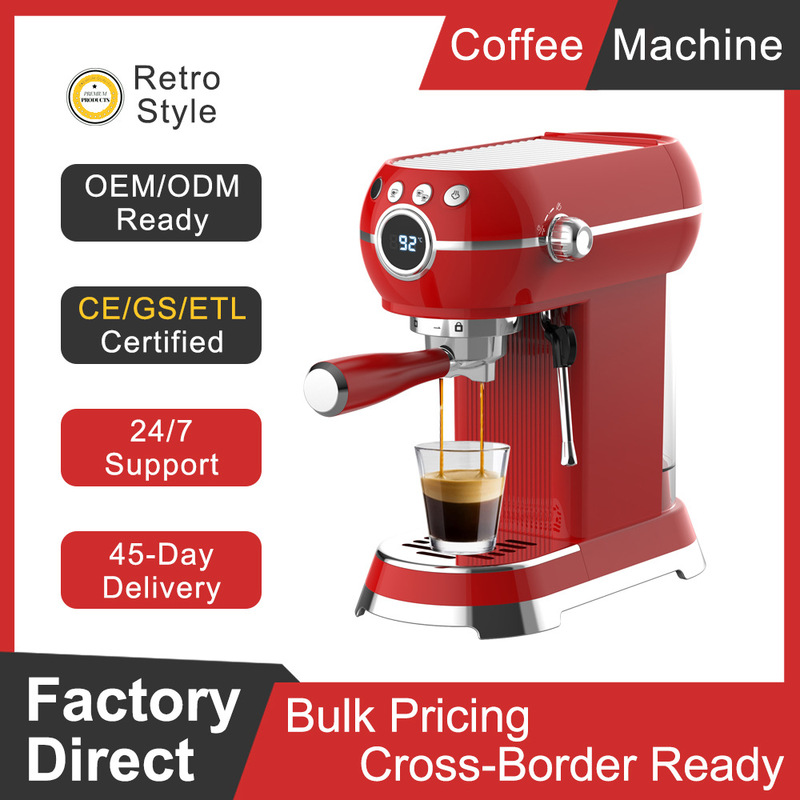 Cross-Border New Retro Espresso Coffee Machine 15Bar Pressure Semi-Automatic Household Italian Coffee Machine Cross-Border New Retro Espresso Coffee Machine 15Bar Pressure Semi-Automatic Household Italian Coffee Machine