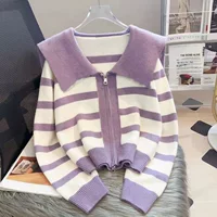 Вязаная кукла, осенний кардиган, свитер на молнии, куртка, plus size, oversize
