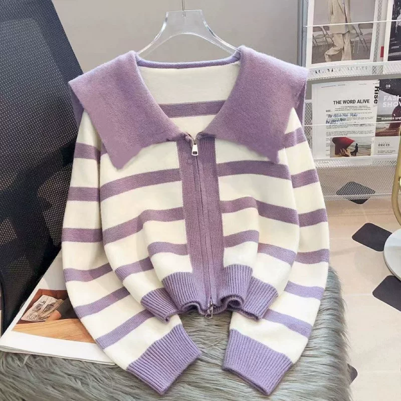Вязаная кукла, осенний кардиган, свитер на молнии, куртка, plus size, oversize