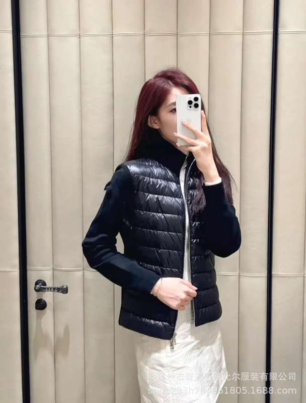 莆田高版本新款羊毛衫针织立领羽绒服女士羊毛拼接拉链开衫外套潮|undefined