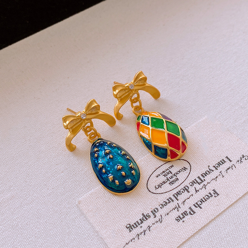 Flores azules vintage medievales pendientes de goteo de aceite ligero lujo alta sensación de joyería Yiwu fábrica al por mayor image 19