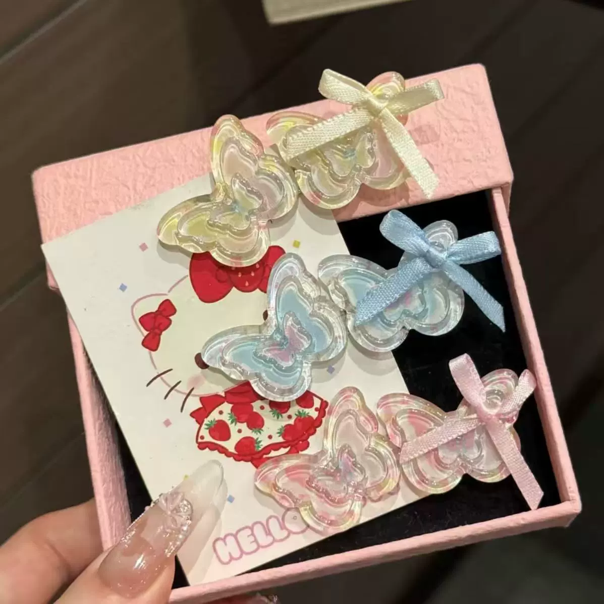 跨境蝴蝶发夹少女心侧边ins刘海甜美卡通夹子发饰头饰发卡蝴蝶结