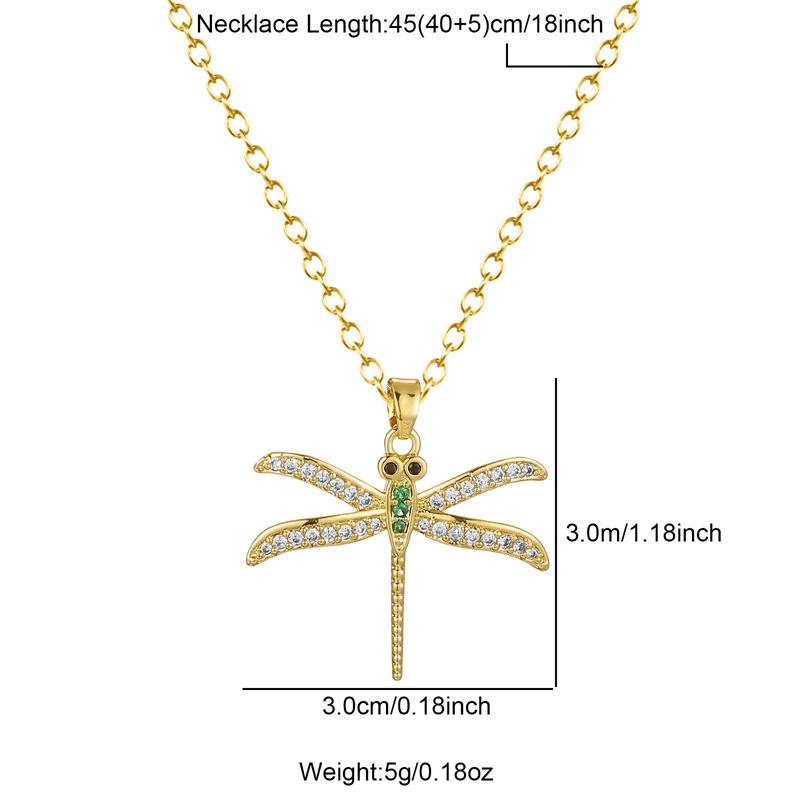 Stainless Steel Titanium Steel Elegant Simple Style Dragonfly Plating Inlay Zircon Pendant Necklace display picture 2