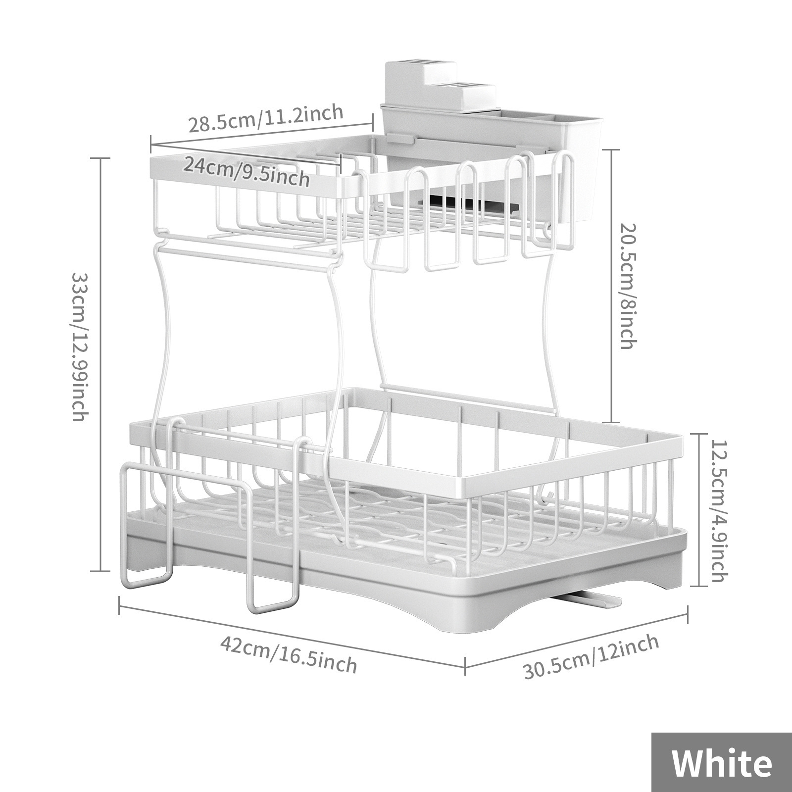 Juego completo blanco (portavasos con soporte para tabla de cortar con cuchillo)