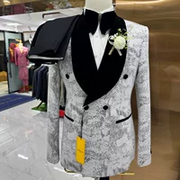 Man suit трансграничная внешняя торговля жаккардовая мода стройная мужская свадьба повседневная хостинг костюм набор из 3