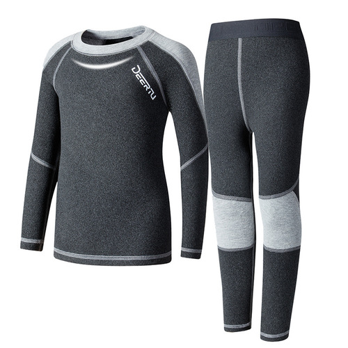 Children's double-sided velvet autumn and winter set of padded pants and shirts for boys and girls, anti-bacterial warm innerwear set for youth