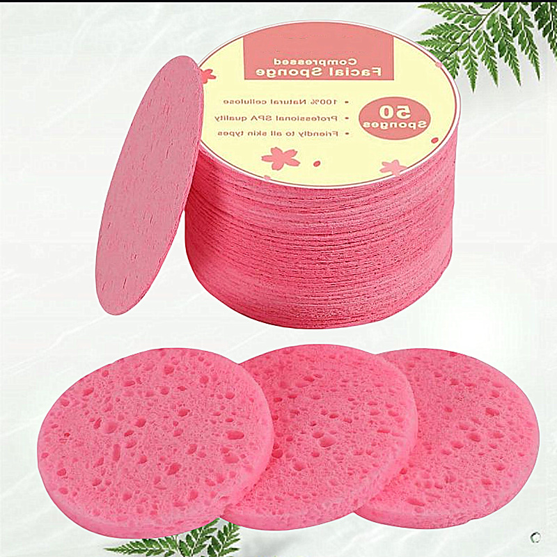 Comercio exterior transfronterizo Venta caliente comprimido de pulpa de madera de algodón lavado de cara soplo de celulosa esponja facial de limpieza facial soplo de maquillaje removedor de soplo