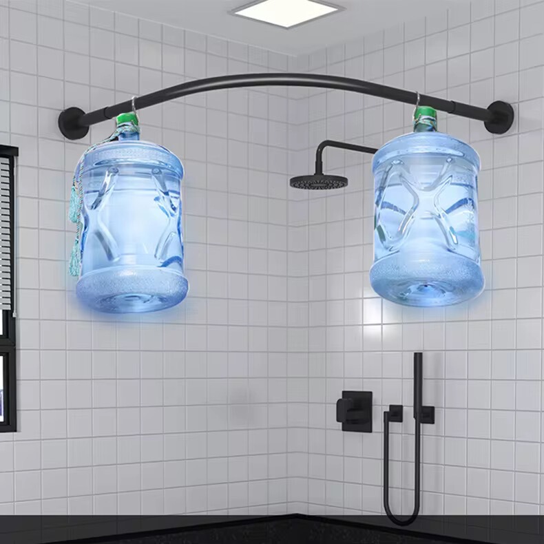 パネル式シャワーカーテンロッド、パンチングなし、曲線状カーブレール、浴室トイレ防水着替え間仕切りカーテン壁掛けロッド|undefined