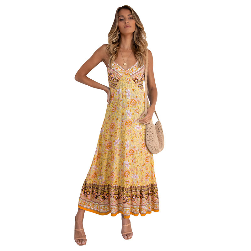 Bohemian Halter Floral A-line Dress NSSA71892