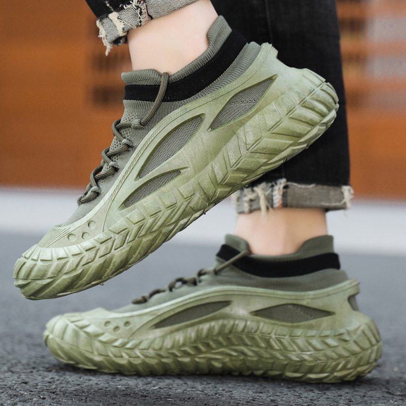 Zapatos de hombre 2025 nuevo estilo primavera tejido volador transpirable superficie de malla casual hombres ligeros plataforma deportes trabajo trabajo zapatos de moda