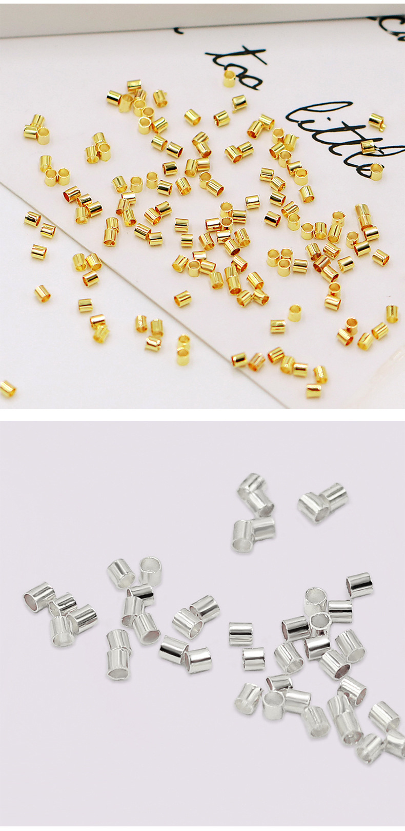 13g Weight Beads Jewelry Making Type 1.5*1mm, 2*2mm Jewelry Making Size 100 PCS/Package 1.5*1mm 2*2mm Copper 14K Gold Plated 18K Gold Plated Silver Plated Solid Color Polished DIY Jewelry Accessories Beads
