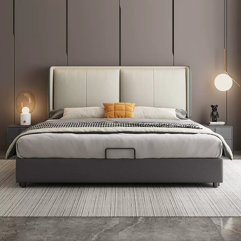 科技布床现代简约布艺床轻奢主卧室大床1.5米1.8米双人床软包婚床