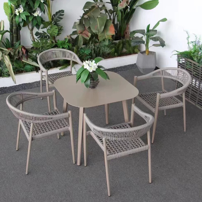 Mesa y silla al aire libre patio villa ocio balcón al aire libre silla de caña red impermeable protección solar jardín combinación de mesa y silla al aire libre