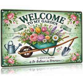 Bestylez 园艺礼品复古园艺标志 Welcome to My Garden 锡标牌