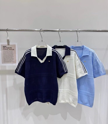 2026 Summer Clover Embroidery New Style Turn-down Collar Knit Mesh Sports Casual Short Sleeve Hollow Knit Top 2026 Summer Clover Embroidery New Style Turn-down Collar Knit Mesh Sports Casual Short Sleeve Hollow Knit Top