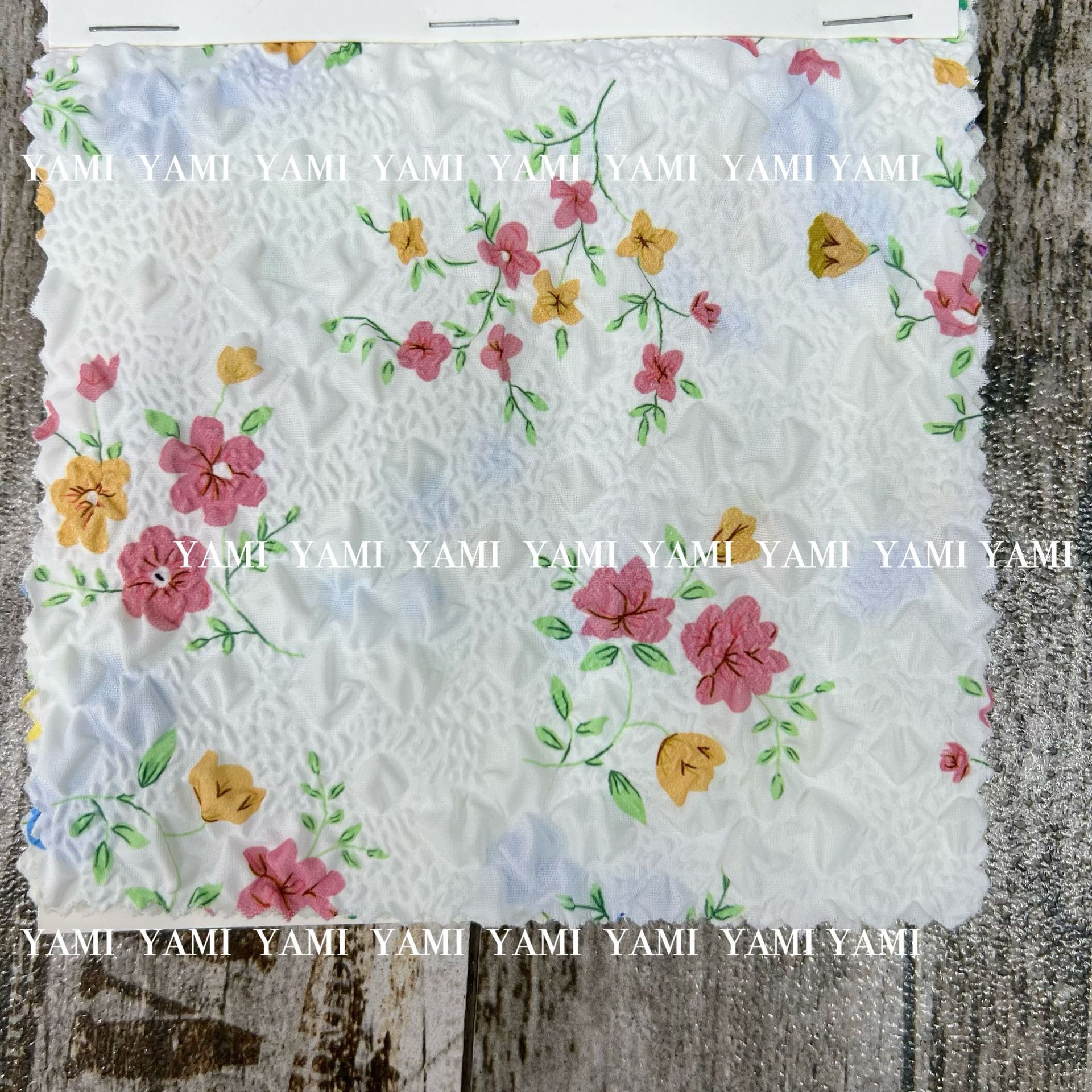 Suministro directo de fábrica burbuja crepé tela de impresión pequeña floral verano vestido camisa de impresión jacquard poliéster