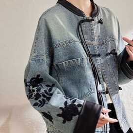 牛仔外套女春秋新款爆款刺绣国风时尚百搭牛仔衣服高级感女装夹克