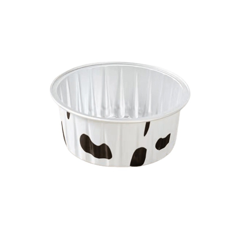 125ML taza de postre redonda resistente a la hornada recubierto pudín pastel taza de papel de estaño desechable caja de papel de aluminio