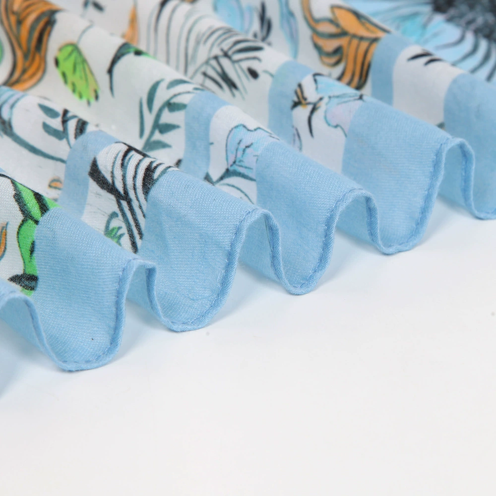 Summer genuine elegant thin scarf, European style, for import, flowered, cotton and linen, simple and elegant design