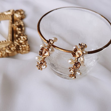 容雅复古缠绕手工美学复古轻奢花环人造珍珠耳钉小清新高级感爆款