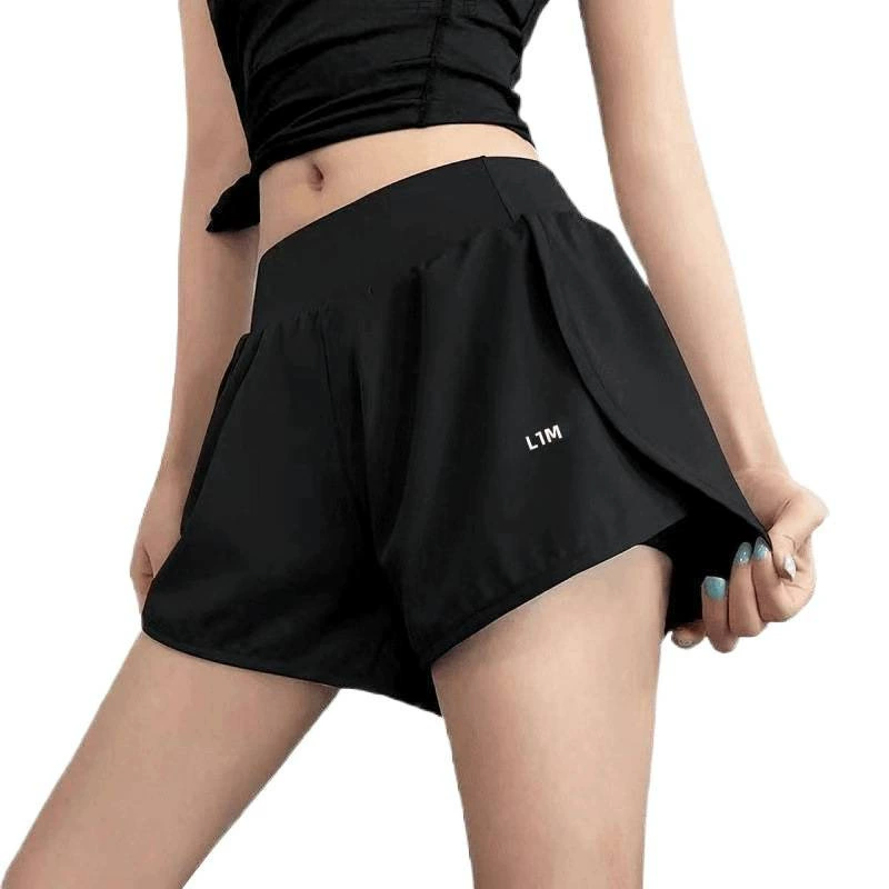 Спортивные шорты, штаны, комплект, двойной защитный Underwear для йоги, для бега, высокая талия