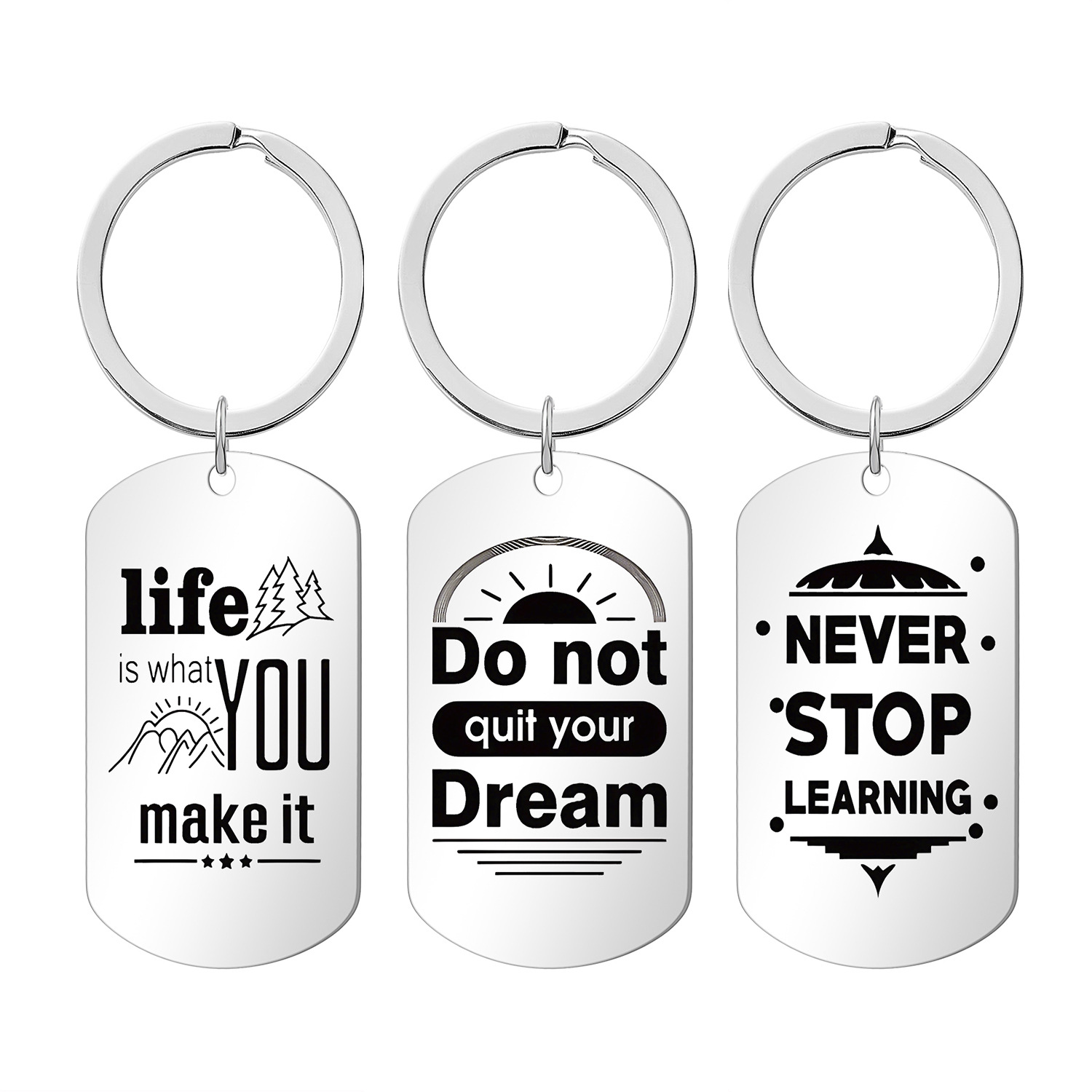 欧美跨境钥匙扣登山运动励志送给朋友家人同事礼物刻字金属钥匙扣