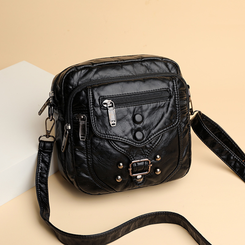 Retro Small Square Bag for Women, Casual Shopping Washed Leather Crossbody Bag, Single Shoulder Small Bag, Street Fashion Coin and Phone Bag Retro Small Square Bag for Women, Casual Shopping Washed Leather Crossbody Bag, Single Shoulder Small Bag, Street Fashion Coin and Phone Bag