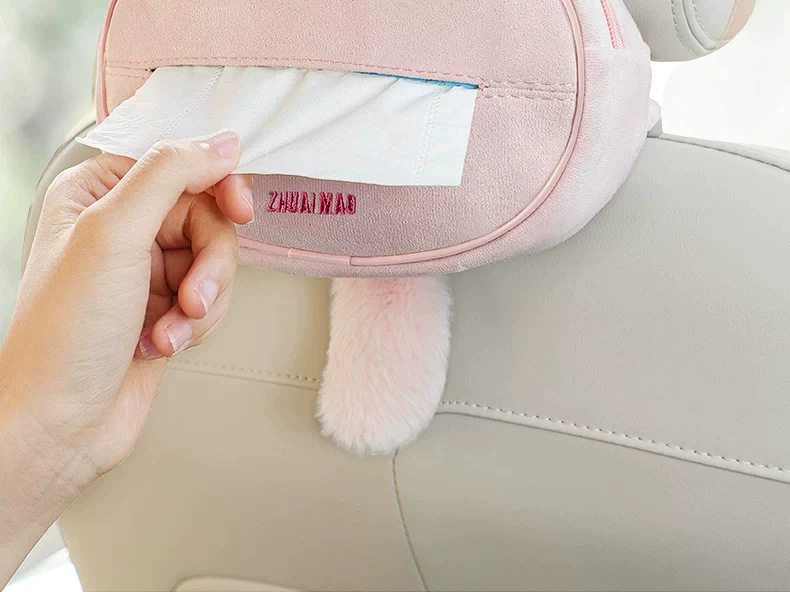 Car Tissue Box Car Cartoon Decorative Tissue Box Creative Cute Car Seat Back Hanging Armrest Box Tissue Box